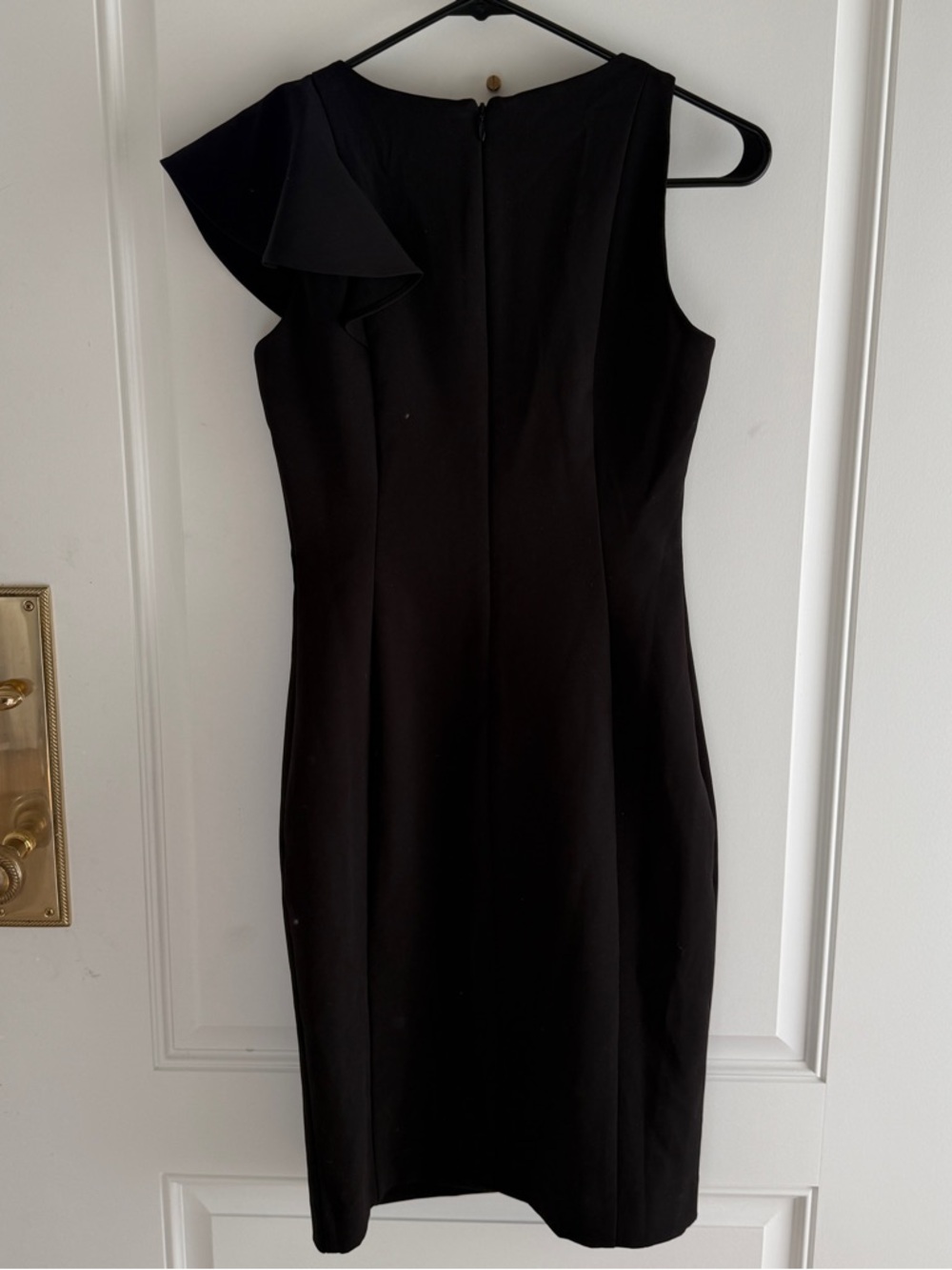 NWT!! White House Black Market Black One-Shoulder Ruffle Sheath Dress - Picture 9 of 9